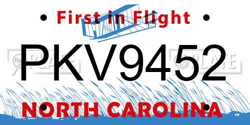 PKV9452 North Carolina License Plate