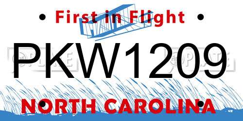 PKW1209 North Carolina License Plate