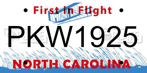 PKW1925 North Carolina License Plate
