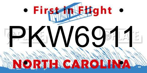 PKW6911 North Carolina License Plate
