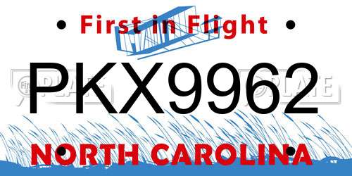 PKX9962 North Carolina License Plate