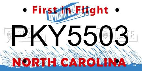 PKY5503 North Carolina License Plate