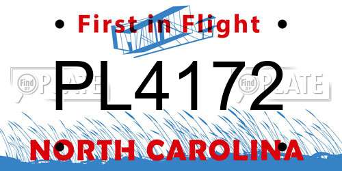 PL4172 North Carolina License Plate