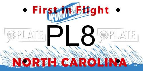 PL8 North Carolina License Plate