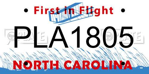 PLA1805 North Carolina License Plate
