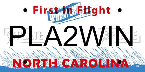 PLA2WIN North Carolina License Plate