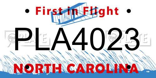 PLA4023 North Carolina License Plate
