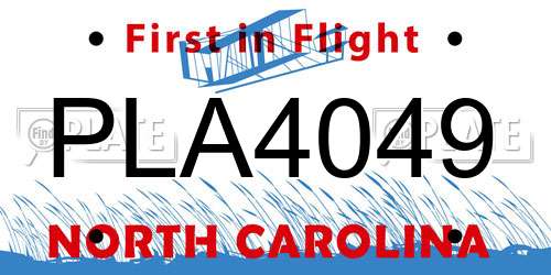 PLA4049 North Carolina License Plate