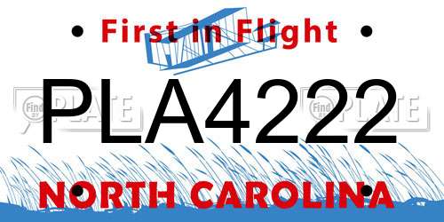 PLA4222 North Carolina License Plate