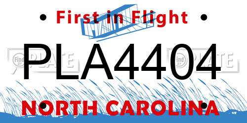 PLA4404 North Carolina License Plate