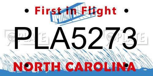 PLA5273 North Carolina License Plate
