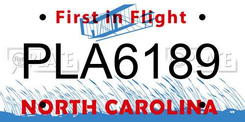 PLA6189 North Carolina License Plate