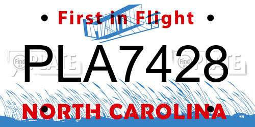 PLA7428 North Carolina License Plate