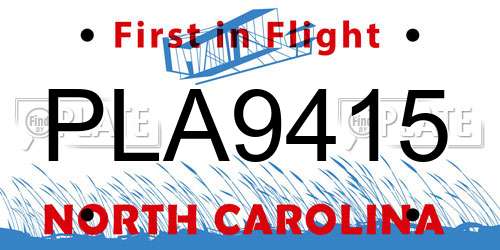 PLA9415 North Carolina License Plate