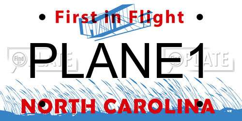 PLANE1 North Carolina License Plate