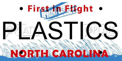 PLASTICS North Carolina License Plate