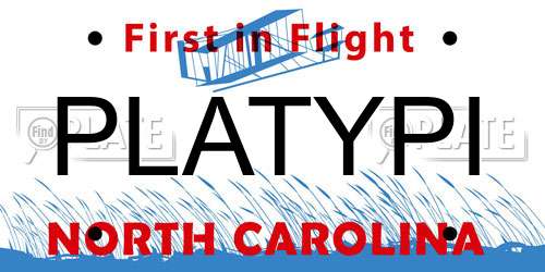 PLATYPI North Carolina License Plate