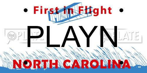 PLAYN North Carolina License Plate