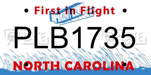 PLB1735 North Carolina License Plate