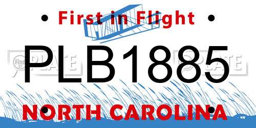 PLB1885 North Carolina License Plate