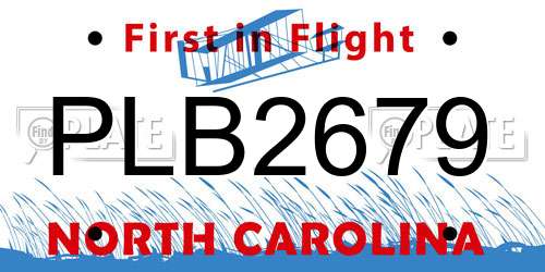 PLB2679 North Carolina License Plate