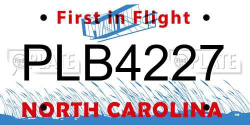 PLB4227 North Carolina License Plate