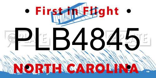 PLB4845 North Carolina License Plate