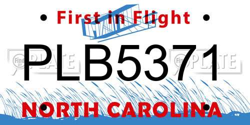 PLB5371 North Carolina License Plate