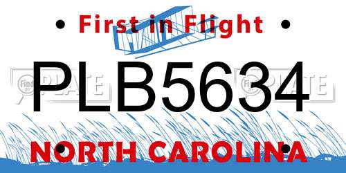 PLB5634 North Carolina License Plate
