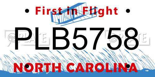PLB5758 North Carolina License Plate