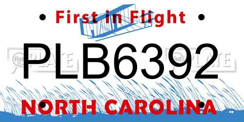 PLB6392 North Carolina License Plate