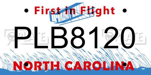 PLB8120 North Carolina License Plate