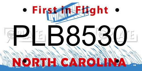 PLB8530 North Carolina License Plate