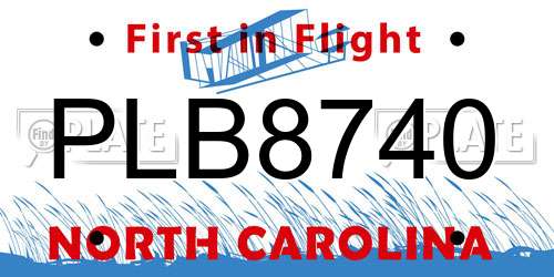 PLB8740 North Carolina License Plate