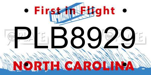 PLB8929 North Carolina License Plate