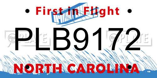 PLB9172 North Carolina License Plate