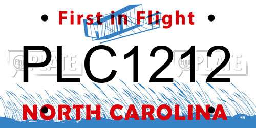 PLC1212 North Carolina License Plate