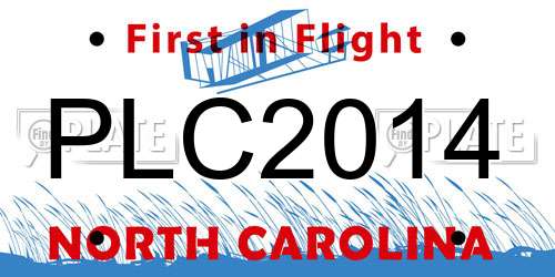 PLC2014 North Carolina License Plate