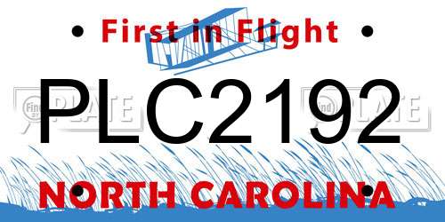 PLC2192 North Carolina License Plate