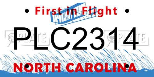 PLC2314 North Carolina License Plate
