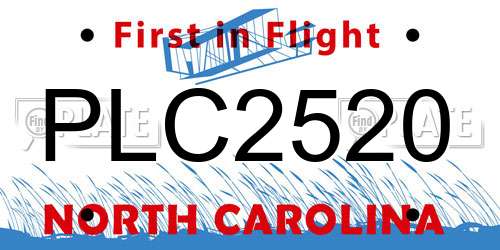 PLC2520 North Carolina License Plate