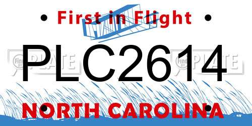 PLC2614 North Carolina License Plate
