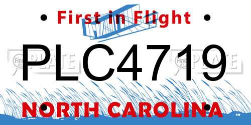 PLC4719 North Carolina License Plate