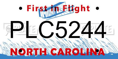 PLC5244 North Carolina License Plate