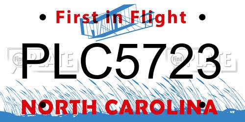 PLC5723 North Carolina License Plate
