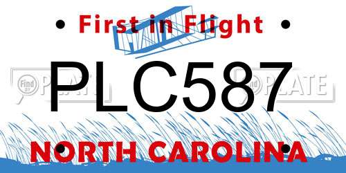 PLC587 North Carolina License Plate