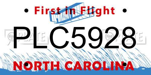 PLC5928 North Carolina License Plate