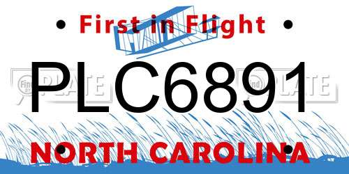 PLC6891 North Carolina License Plate