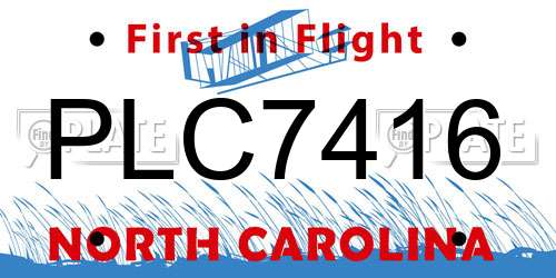 PLC7416 North Carolina License Plate