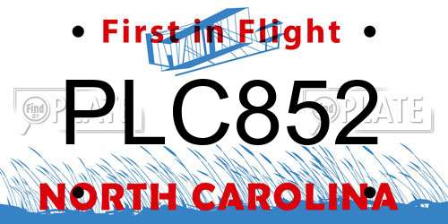 PLC852 North Carolina License Plate